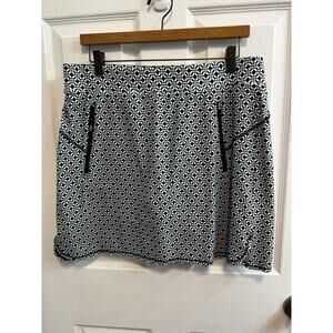 T by Talbots Large Diamond Print Athletic Tennis Pickleball Skort Navy Aqua